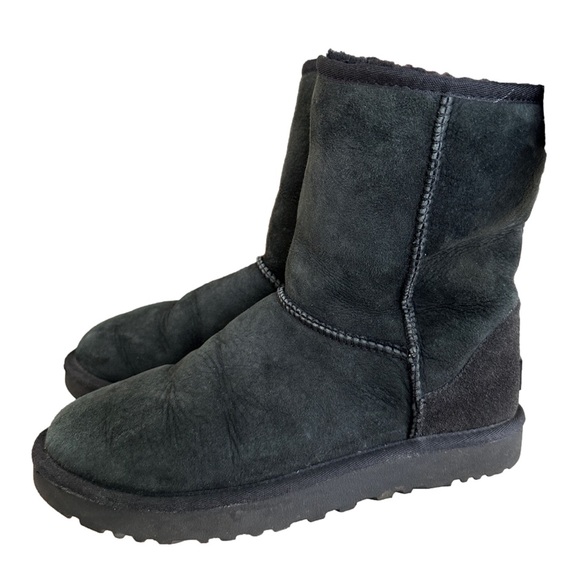 UGG Shoes - UGG Women’s Classic Short Boots Black Sheep Lamb Fur Suede Winter Fuzzy Size 8